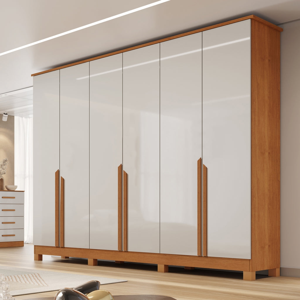 Guarda-Roupa 6 Portas Bianca 2,30 m Nature/Off White – BIANCHI