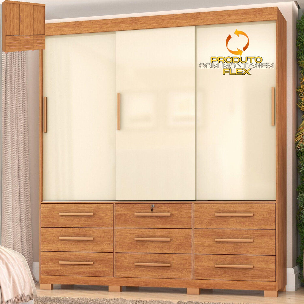 Guarda-Roupa 3 Portas Toronto RP1930 Cinamomo/Off White/Cinamomo – FELLICCI