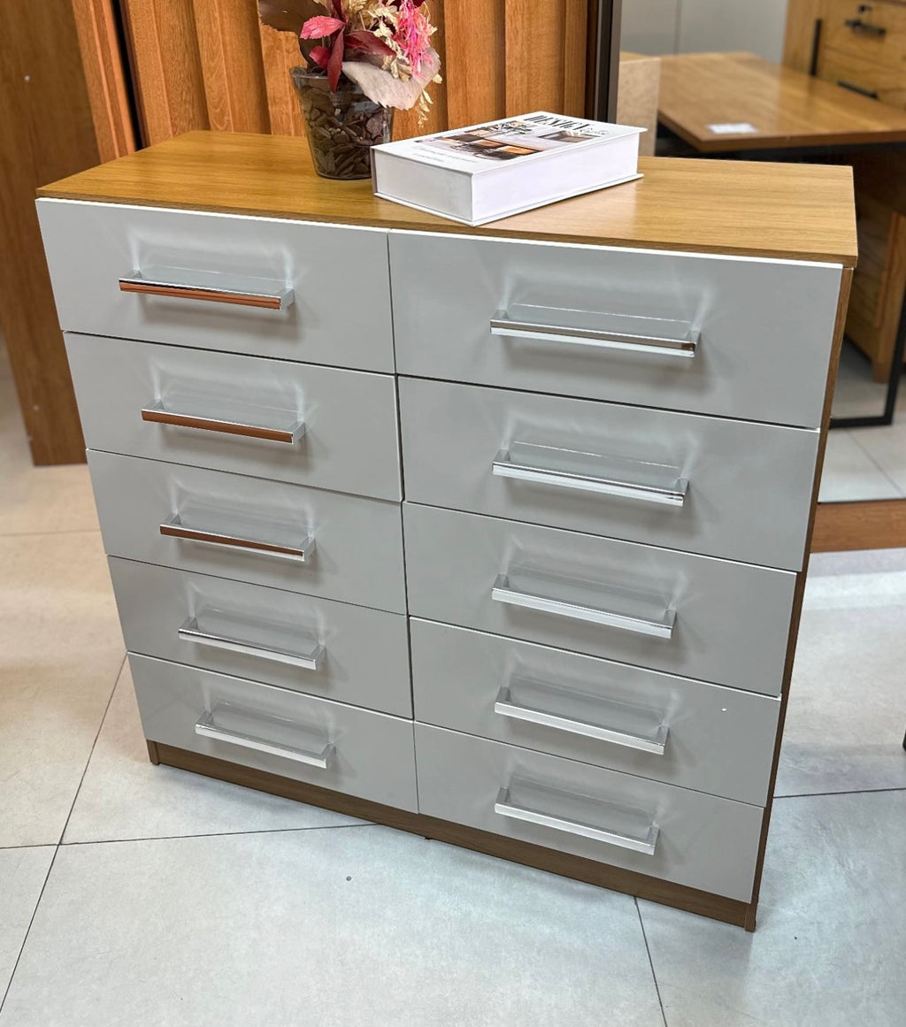 Cômoda 10 Gavetas Torres CO 1023 Cinamono/Off White – RODIAL MÓVEIS