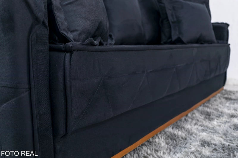 Sofá 3 lugares Vican Larg. 2.00m Veludo Preto 6011 Molas Bonnel - Móveis furniture