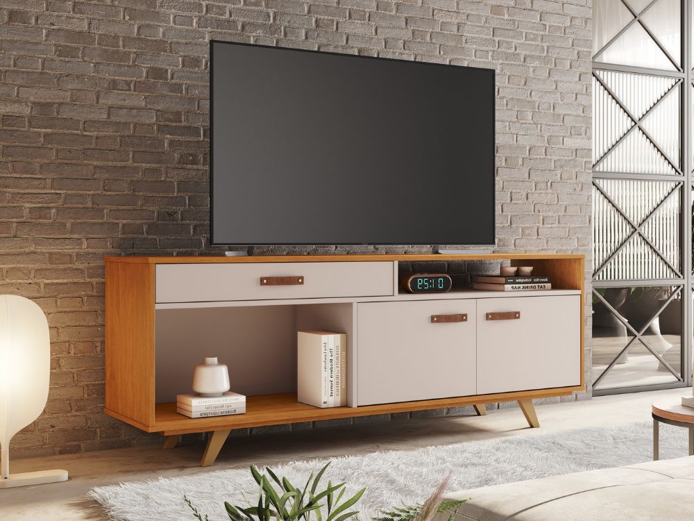 Rack Ímpar 65″ – Cinamomo/Off White - Móveis furniture