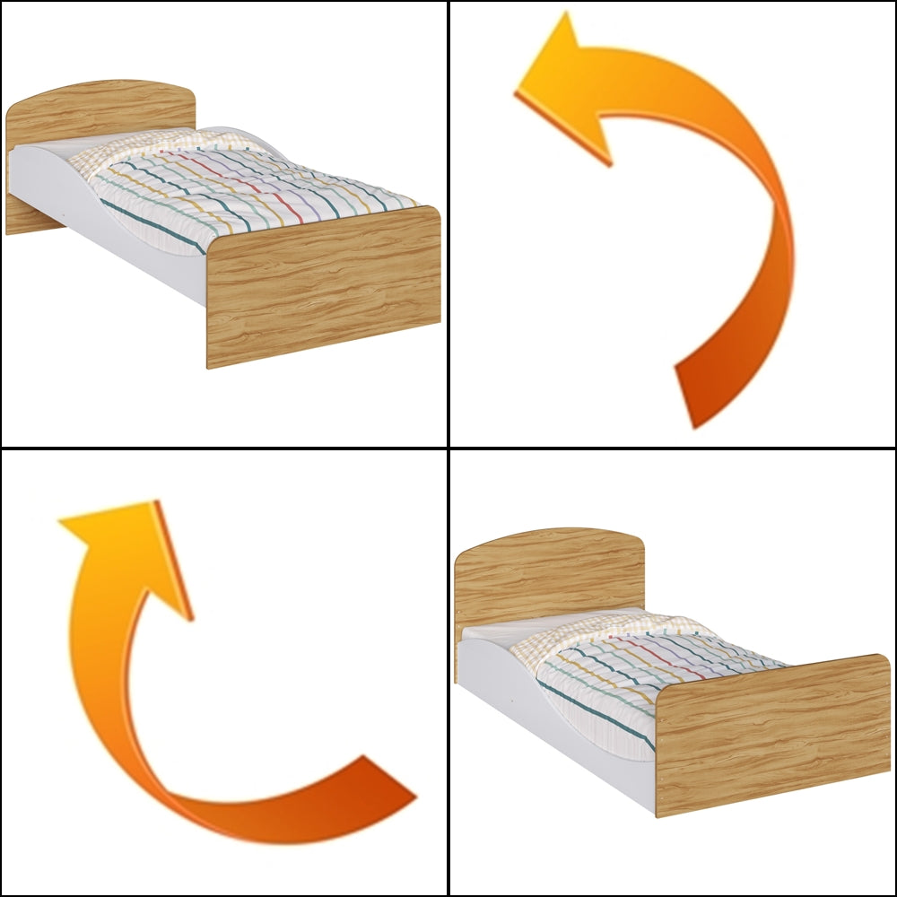 Cama Solteiro Lua Branco Brilho/Amêndoa – PEROBA MÓVEIS