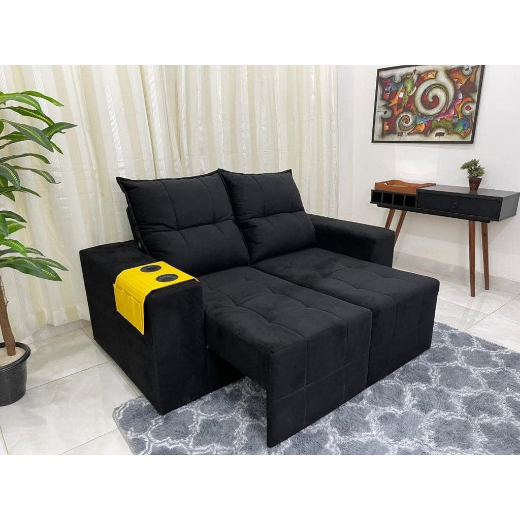Sofá Espanha Retrátil Reclinável 1,50m - Preto - Móveis furniture