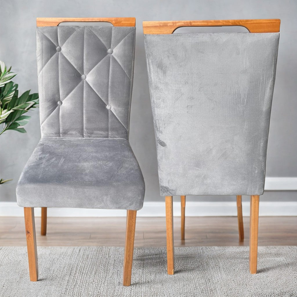 Kit 2 Cadeiras Yasmim Veludo Cinza Grafite – KM DECOR
