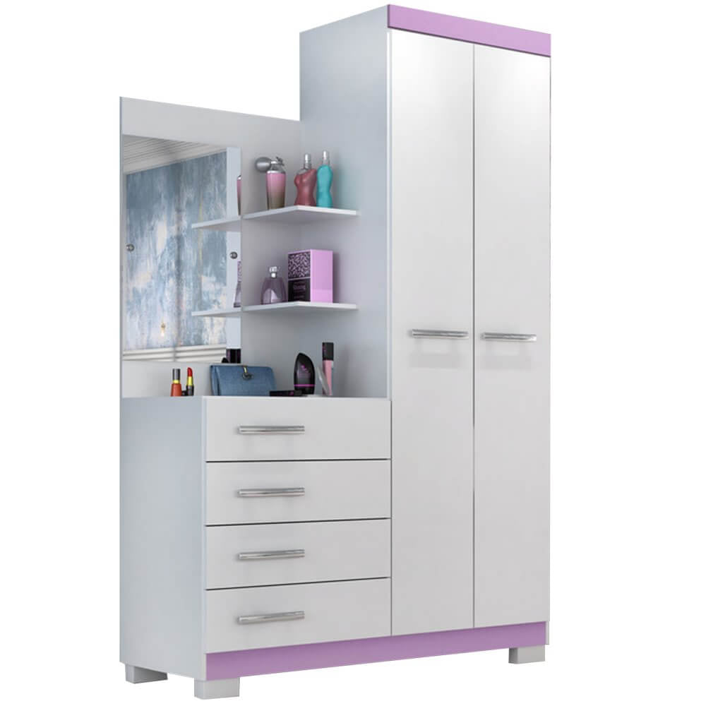 Cômoda Melissa 4 Gavetas 2 Portas com Espelho ACP - Móveis furniture