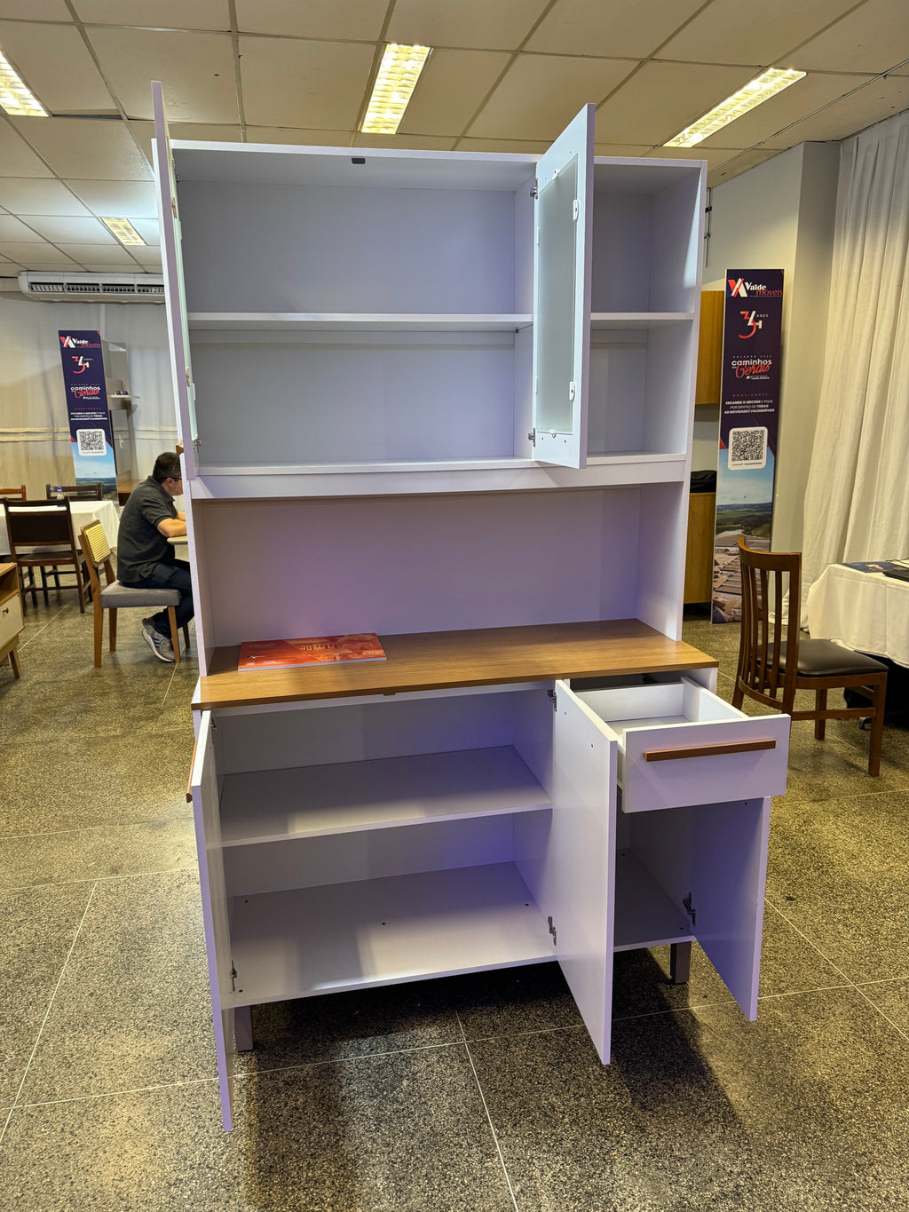 Armário Cozinha Rubi Branco 5 Portas 1 Gaveta Larg. 1.20 m - Valdemoveis