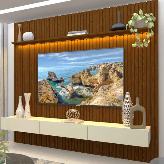 Home Nobre Ripado 230 1P3G com LED Castanho.Off White Gelius
