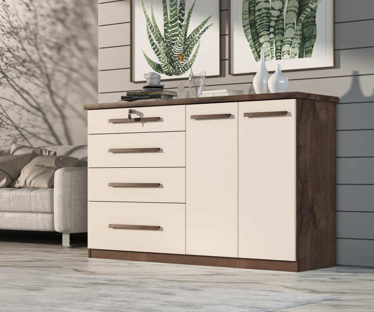 Comoda Mariah 4G2P Chocolate.Off White Quarta Divisao