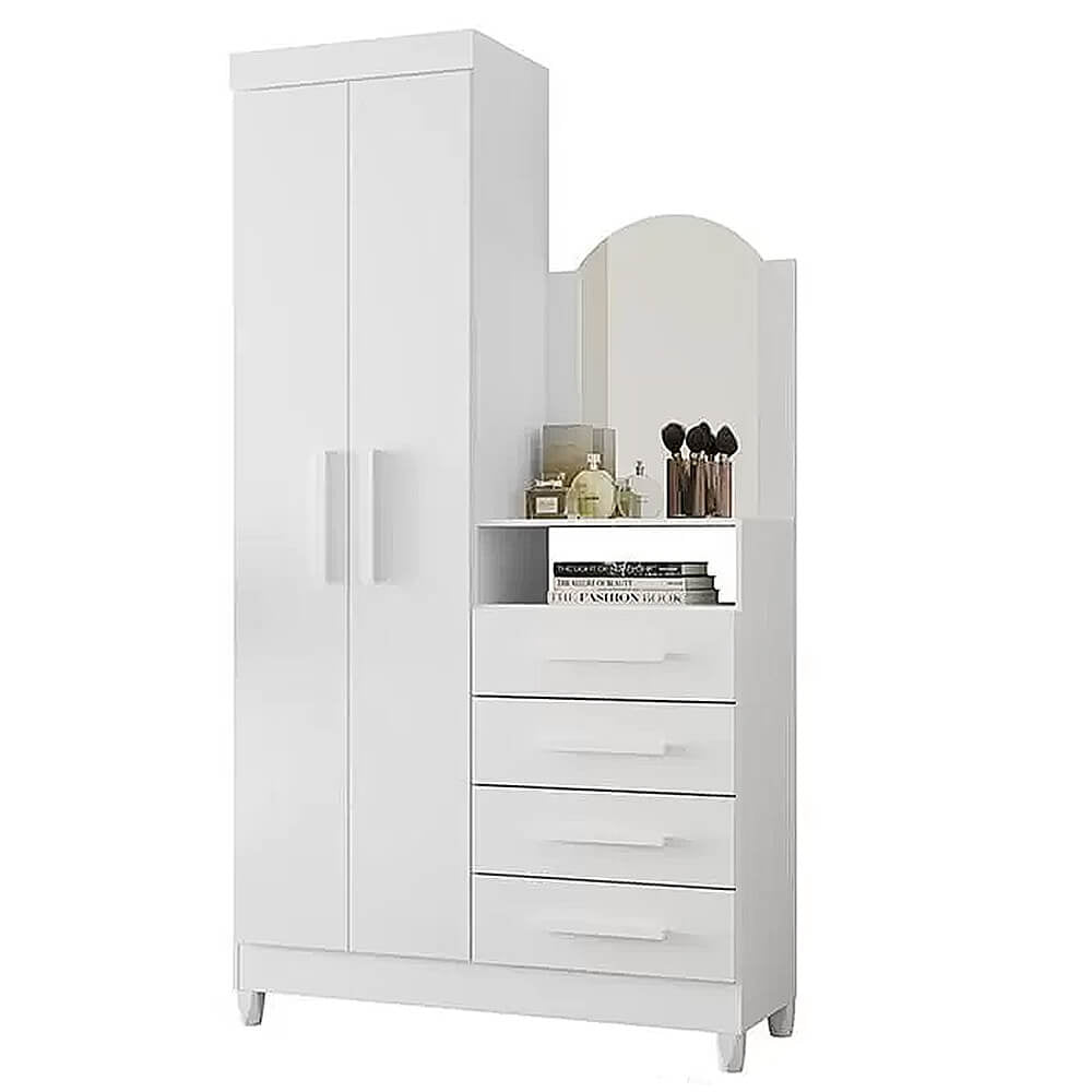 Cômoda Capri 4 Gavetas 2 Portas com Espelho Albatroz - Móveis furniture