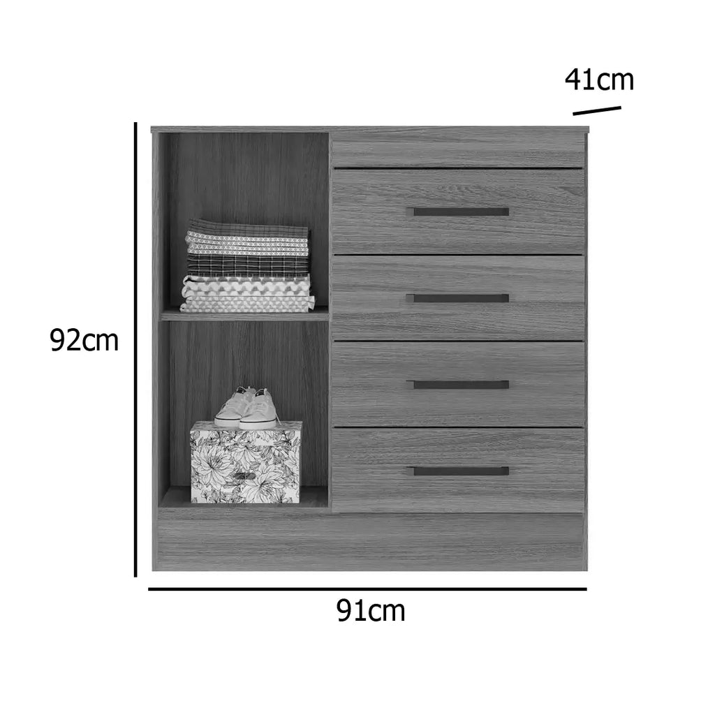 Cômoda Montevideu 4 Gavetas 1 Porta Demobile amêndoa