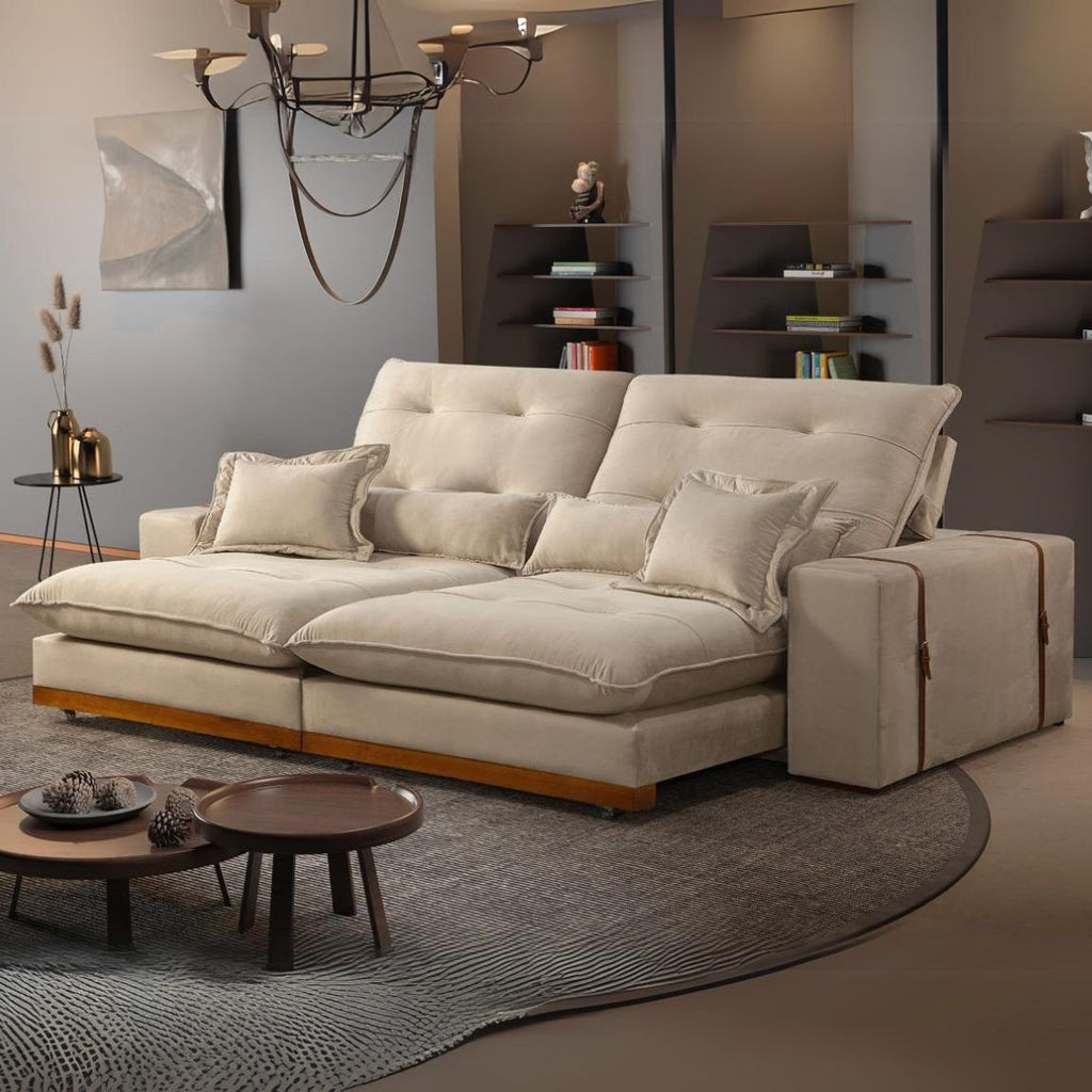 Sofá Retrátil e Reclinável Arthur/Toronto 2,90 m Marfim 4050 – D’VITRINE ESTOFADOS