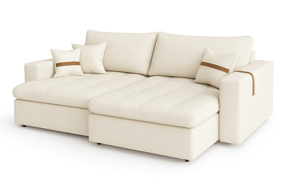 Sofa sem Caixa Retratil Lisboa 240 2xModulos 120 Linho Branco 27 We Art Decor