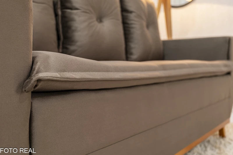 Sofá Recife 3 lugares Veludo Marrom - Móveis furniture