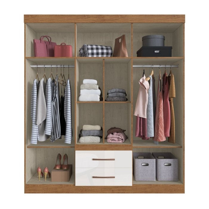 Guarda-Roupa Santiago 90906 1,80 m Off White/Nogueira – DORIPEL