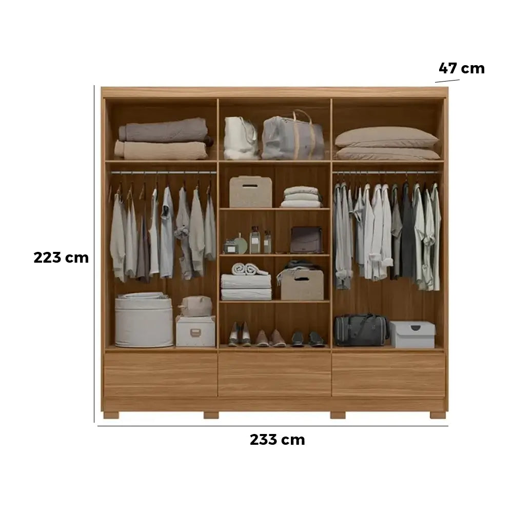 Guarda Roupa Himalaia Casal 6 Portas 3 Gavetas Demobile amêndoa off white