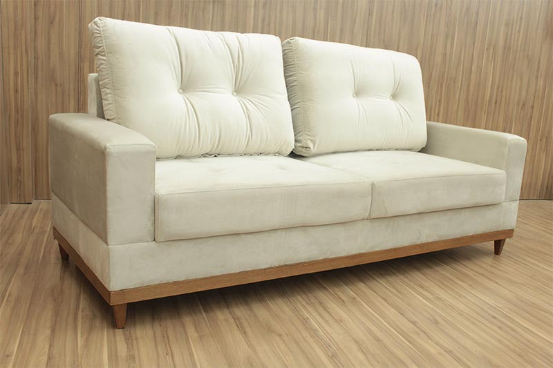 Sofá 3 Lugares Living 2,15 m Bege Milena - Móveis furniture