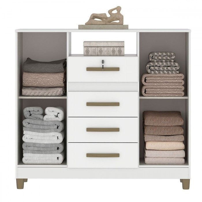 Cômoda 4 Gavetas 2 Sapateiras Angra CO260 Branco – FELLICCI