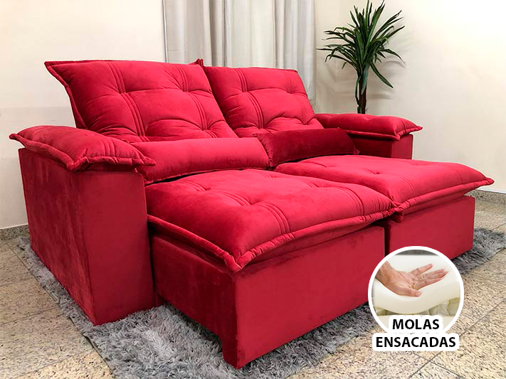 Sofá Retrátil Reclinável 2,50 m Terracota 328 Maricá - Móveis furniture
