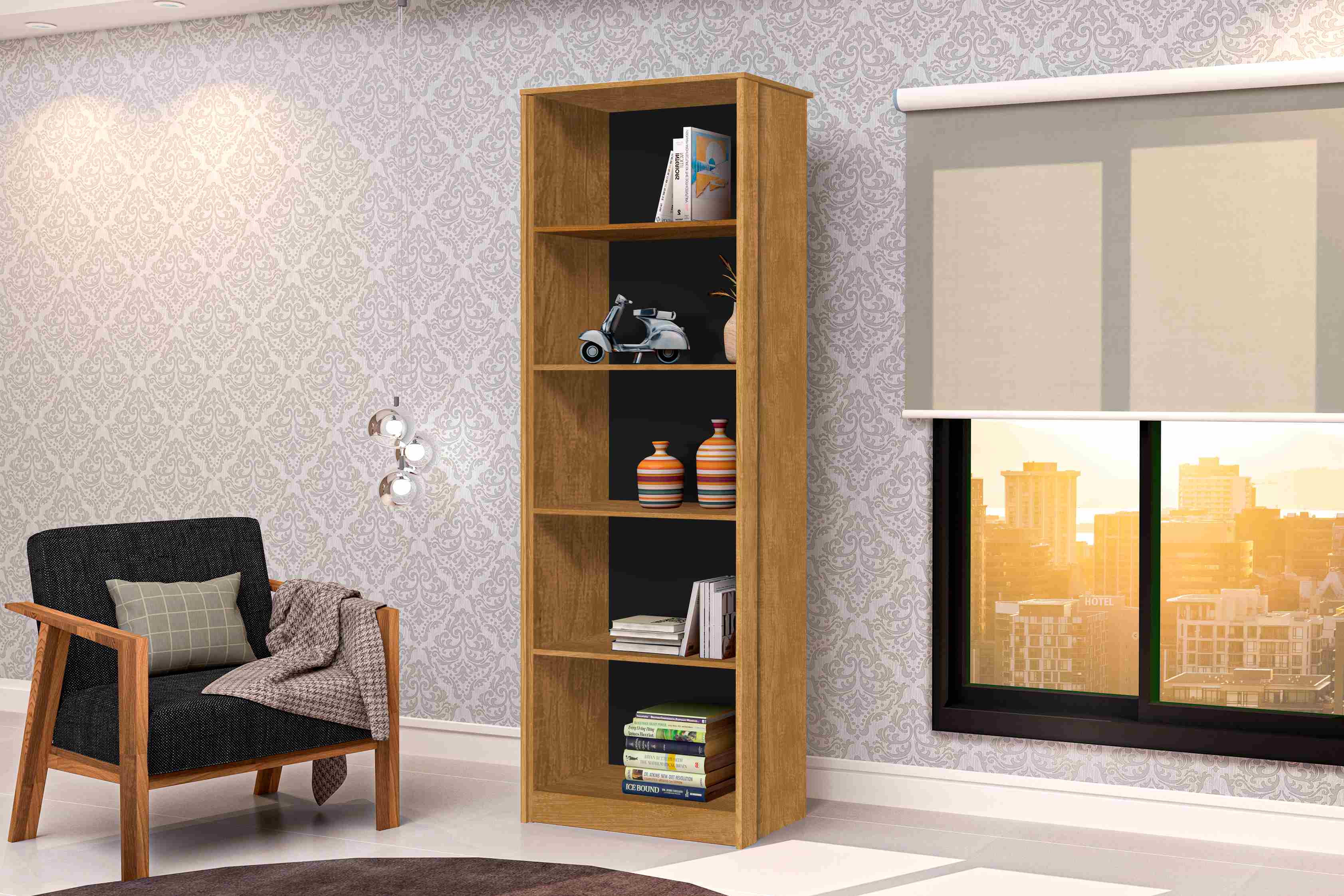 Livreiro Office Nature.Preto J A Moveis