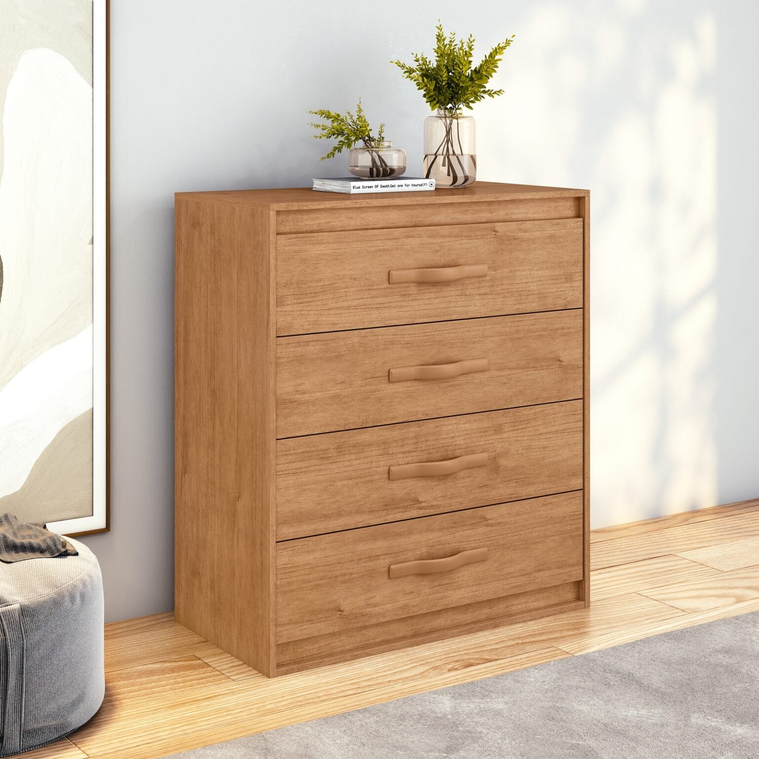 Cômoda 4 Gavetas Suavitá Amêndoa Clean – LOPAS