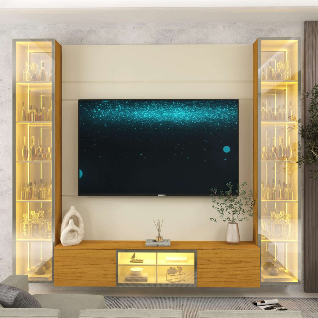 Home Suspenso até 85″ Luminare Reflecta com Duas Torres 230 Off White/Naturale – GELIUS