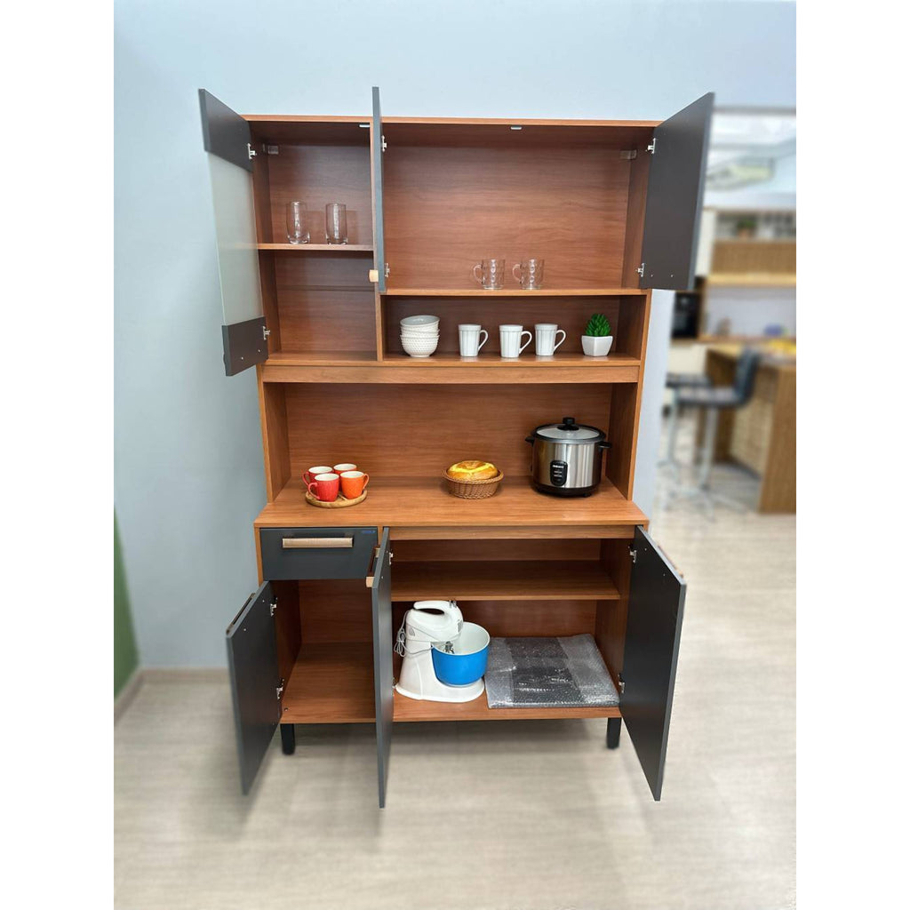 Armário Kit de Cozinha Nápoles 1,20m – Cinamomo/Grafite - Móveis furniture