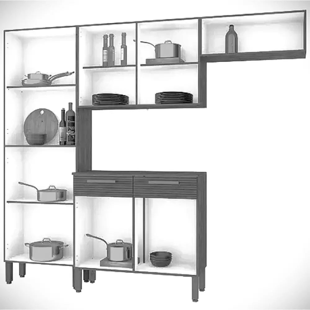 Cozinha Nala Completa 4 Peças 9 Portas 2 Gavetas Kits Parana