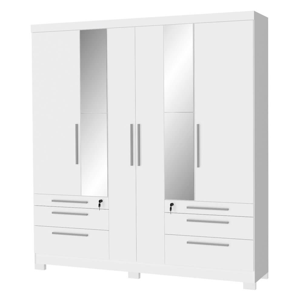 Guarda Roupa Novara Casal com Espelho 6 Portas 6 Gavetas - Móveis furniture