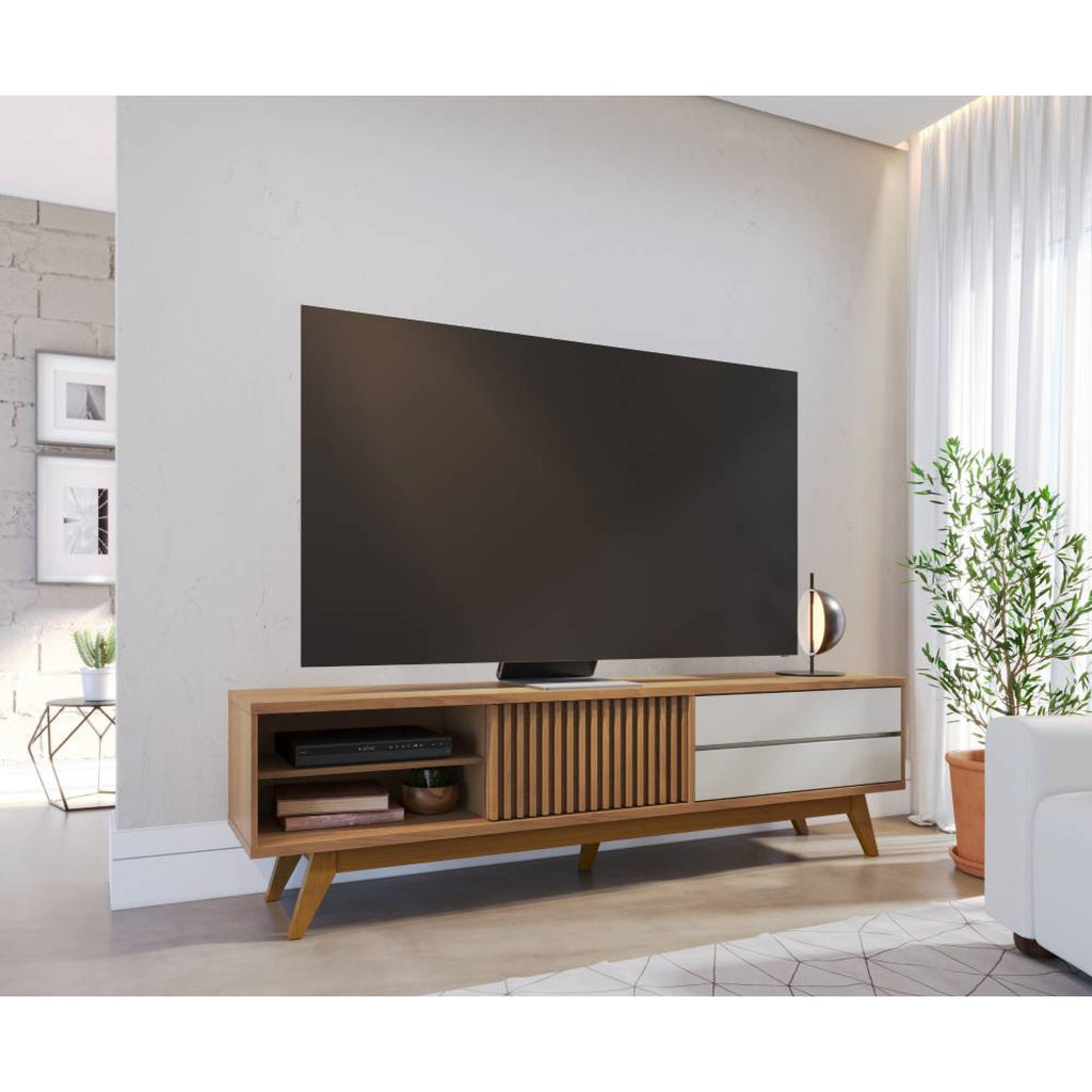 Rack Bancada Veneza para Tvs até 75" - Freijó/off White Matte - Móveis furniture