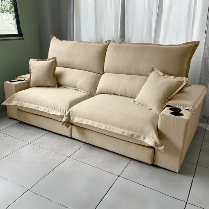 Sofá Retrátil e Reclinável Apogeu 2,50 m Linho Bege – STARBELLA - Móveis furniture