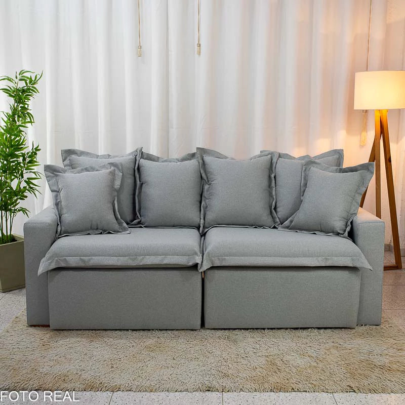 Sofá Retrátil e Cama Torino 2.10m Linho Cinza 507 - Sem Caixa