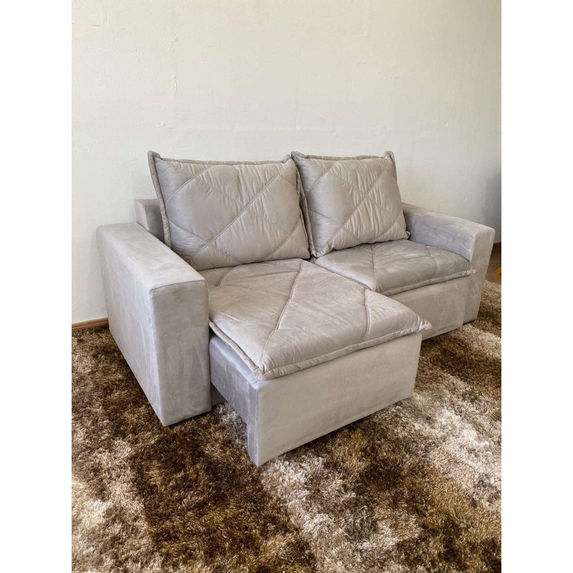 Sofá Retrátil Dubai 184 cm - Liso Bege - Móveis furniture