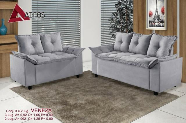 Conj Estofado Veneza 2x3Lgs Suede - Móveis furniture