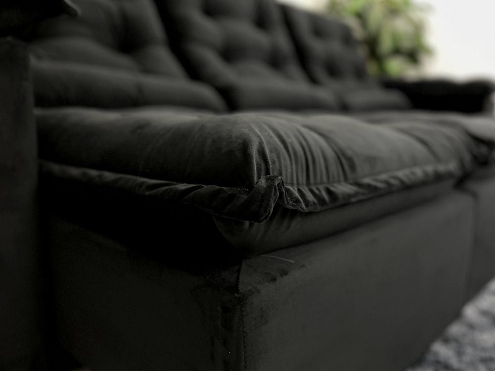 Sofá Retrátil Reclinável Atenas 2.70m – Preto - Móveis furniture