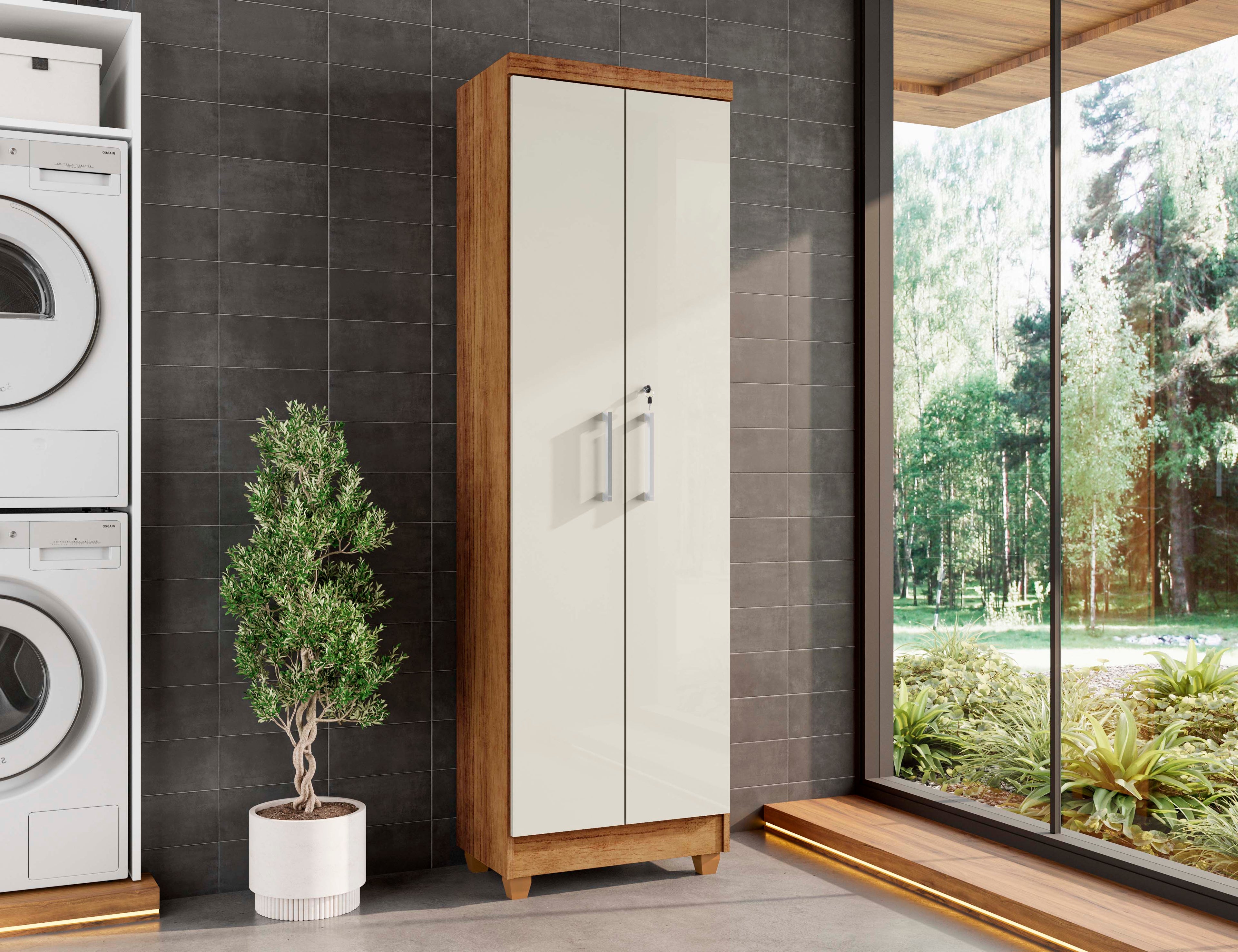 Armário Multiuso Com Chave , Isabela cedro areia – RUD RACK