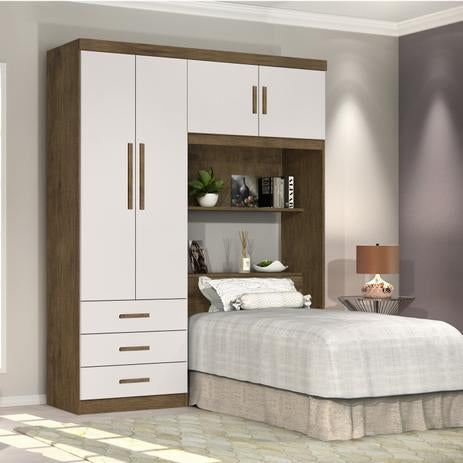 Roupeiro Cabeceira Solteiro Cancun 90 4P3G Jequitiba.Off White J A Moveis - Móveis furniture