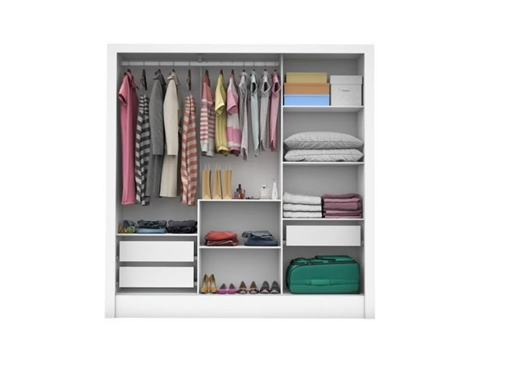 Guarda-Roupa Dubai/Santiago Plus(1 Porta espelhada) 1,79 m Freijó/Branco – CARIOCA MÓVEIS - Móveis furniture