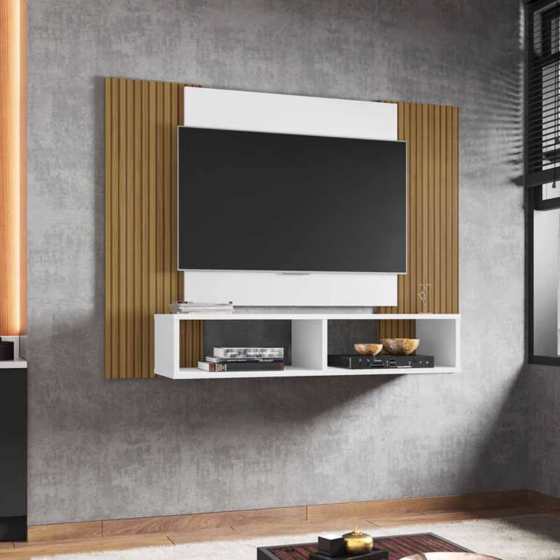 Painel Navi para TV até 47 Polegadas Branco Ripado Bechara - Móveis furniture