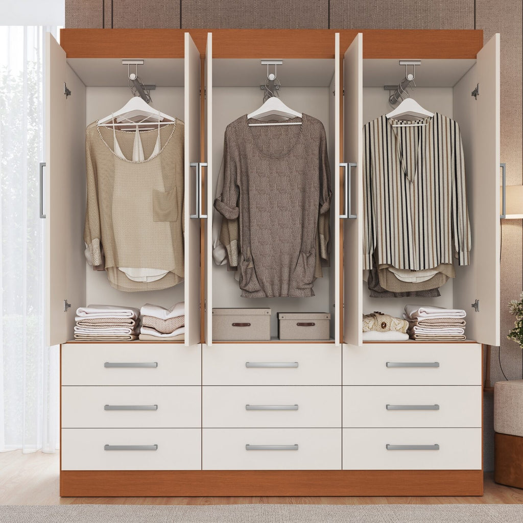 Guarda-Roupa 6 Portas Milão 1,50 m Cinamomo/Areia – MÓVEIS CADORIN