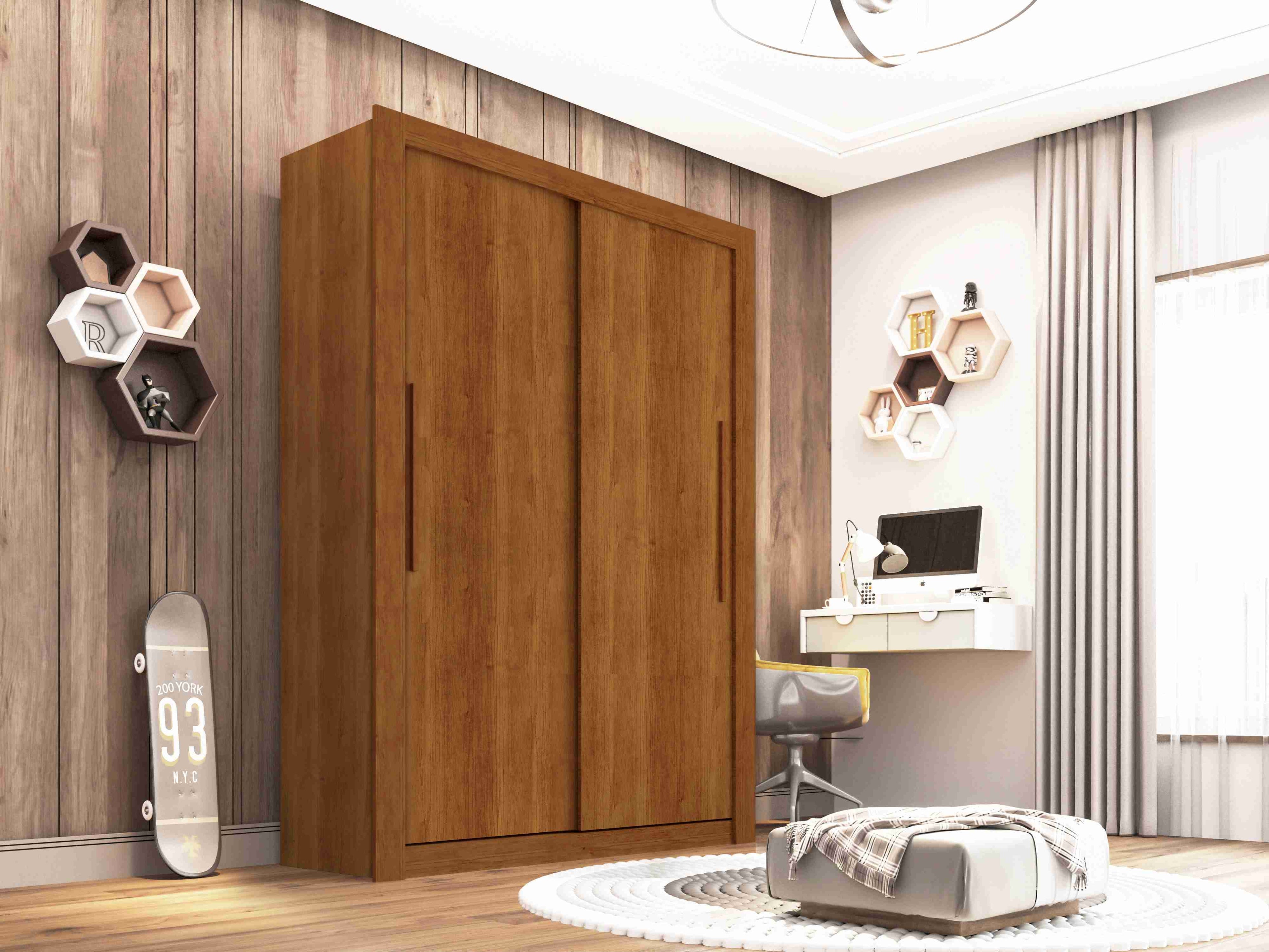 14177.Roupeiro Panama 2P2G sem Espelho Cinamomo.Flex Salleto - Móveis furniture