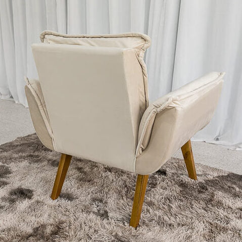 Poltrona Pérola Base Fixa Veludo Bege - Móveis furniture