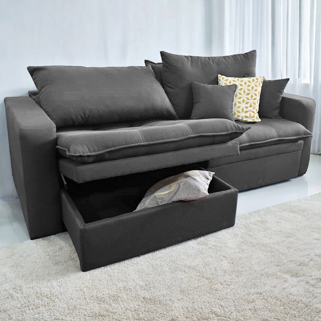 Sofá Retrátil Baú Versate 2,40 m Linho Cinza – ARJAN DECOR - Móveis furniture