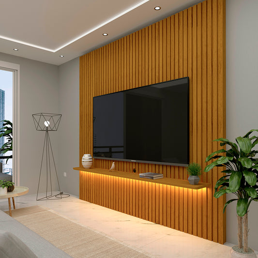 Painel Nobre Ripado 185 1P com LED Naturale Gelius - Móveis furniture