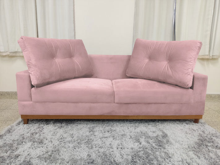 Sofá 3 Lugares Living 2,15 m Rosa Claro 508 Milena - Móveis furniture