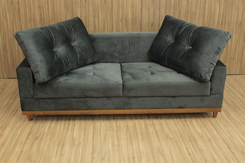 Sofá 3 Lugares Living 2,15 m Cinza Milena - Móveis furniture