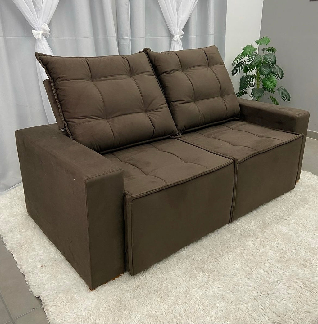 Sofá Macaé 3 Lugares Retrátil e Reclinável Tecido Suede 190cm - Móveis furniture