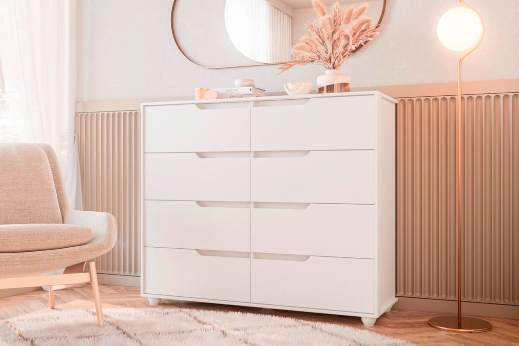 Cômoda 8 Gavetas Doble Albatroz Móveis BRANCO/cinamomo - Móveis furniture