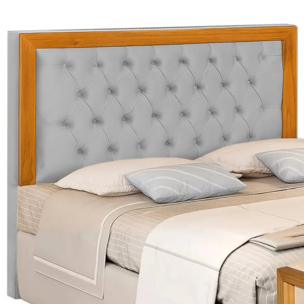 Cabeceira Imperial Casal em Suede Ra CINZA