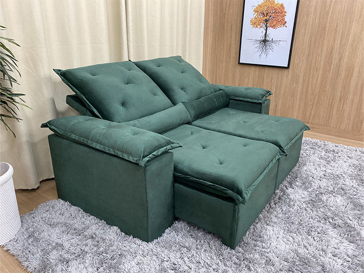 Sofá Retrátil Reclinável 2,00 m Verde - Móveis furniture