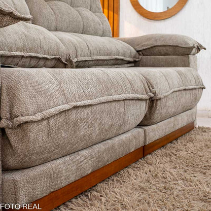 Sofá Retrátil Reclinável Itauna 2.30m Chenille Bege 574 D28 Soft - Molas Ensacadas